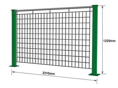 A piece of common press locked steel grating fence.